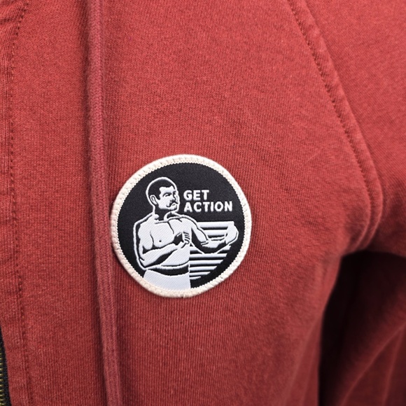 Flint And Tinder Act of Manliness 10 Year Full Zip Hoodie Sz Small Rusty Red USA - Picture 4 of 10